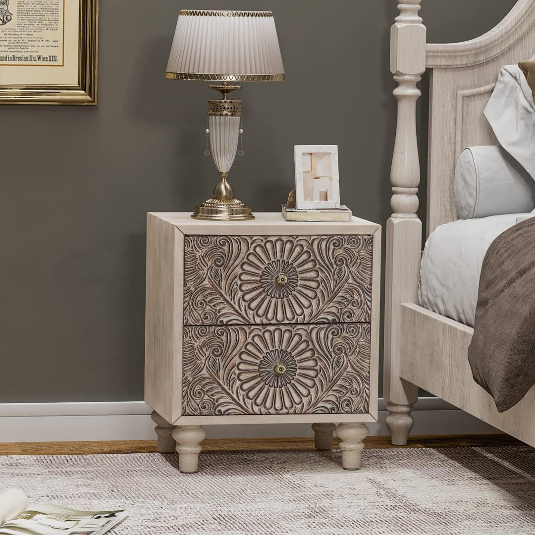 Nightstand, 14" D x 18" W x 21.5" H MDF End Table