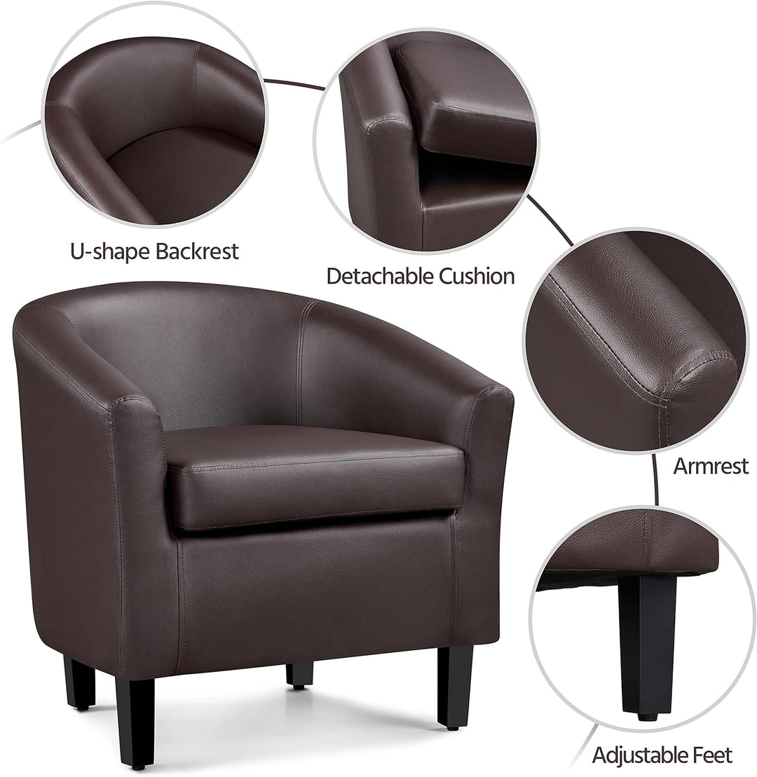 Leather Club Chair, Faux Leather Accent Chair