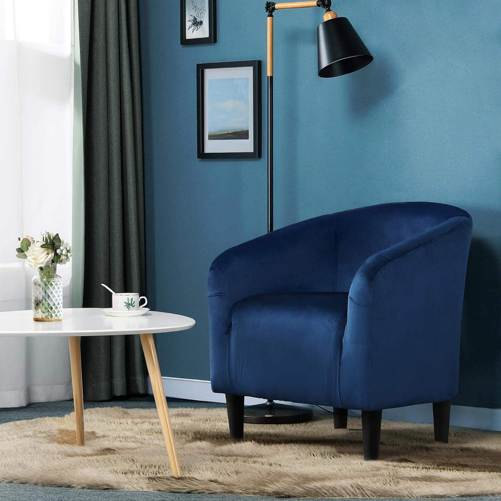 Velvet Accent Chair, Modern Club Chair Navy Blue