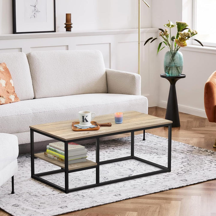 Versatile Coffee Table with Steel Frame, Industrial Design, Gray