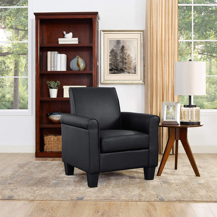 Modern Faux Leather Accent Chair Black