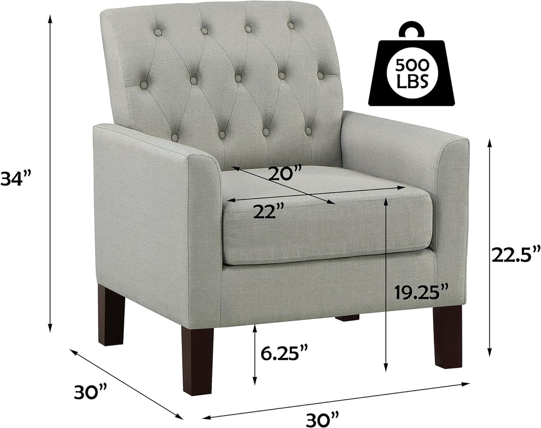 Keene 30Accent Fabric Upholstered Arm Tufted Chair Grey