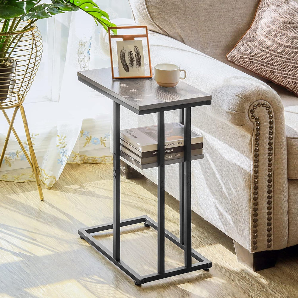 C Shaped End Table for Couch, Bed, Living Room