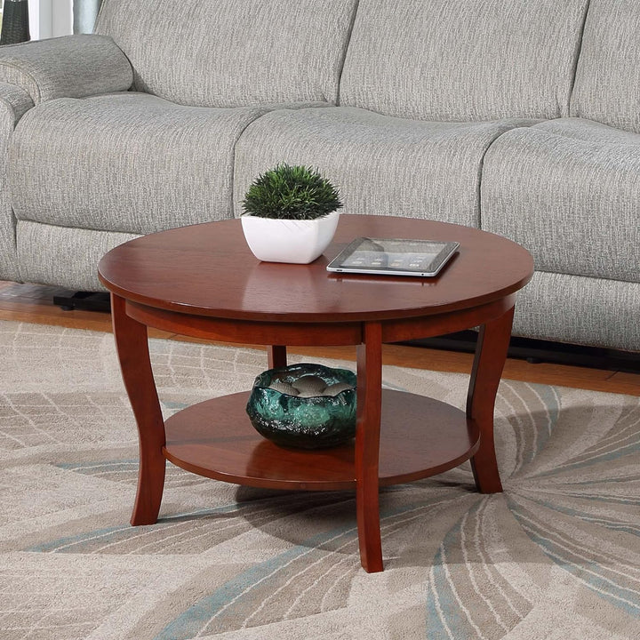 Convenience Concepts American Heritage Round Coffee Table, Mahogany