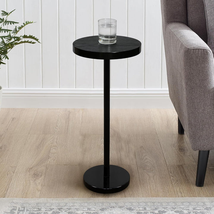 Pedestal Side Table, Drink Table, Small End Table, Distressed Black