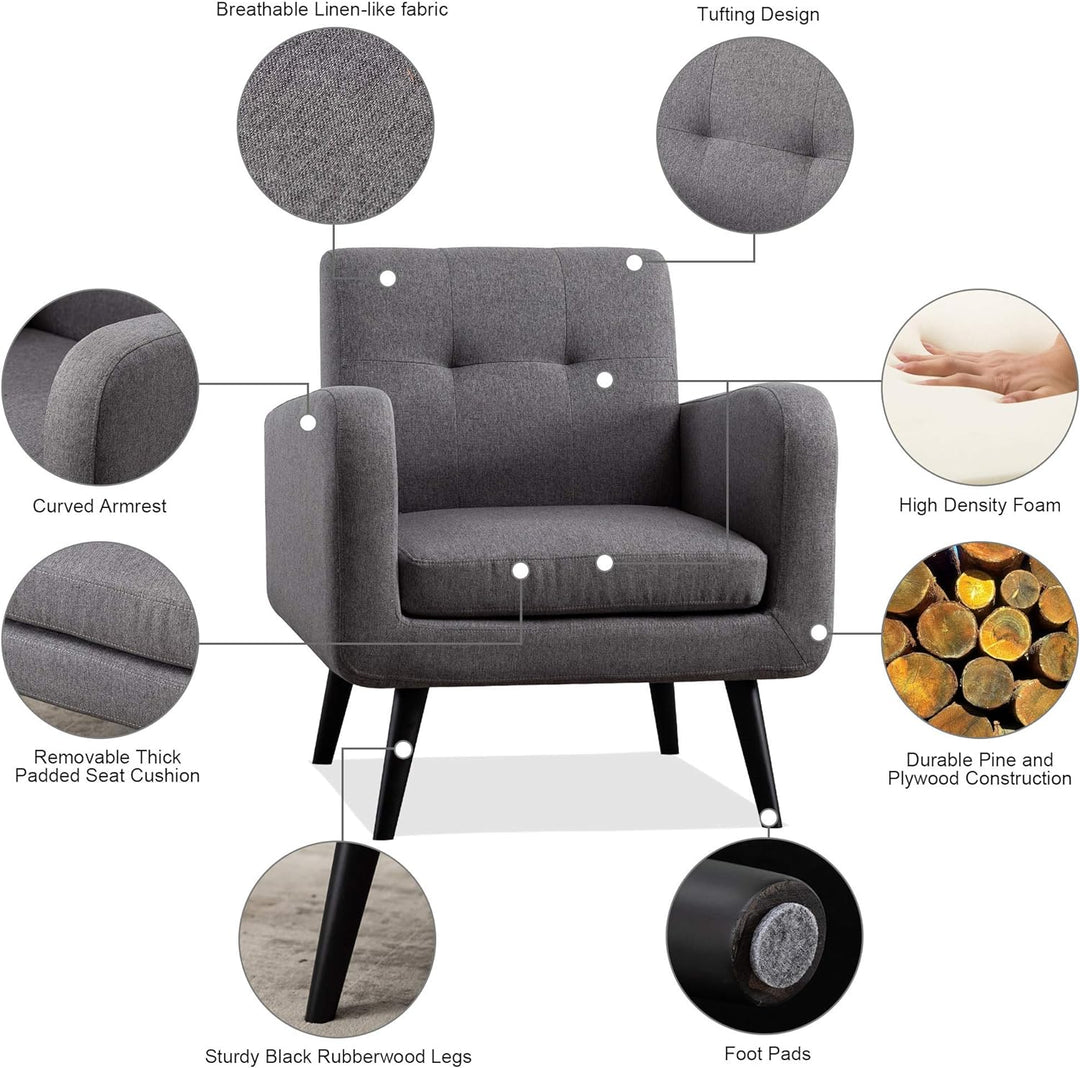 Accent Chairs for Living Room, Dark Gray, Set of 1