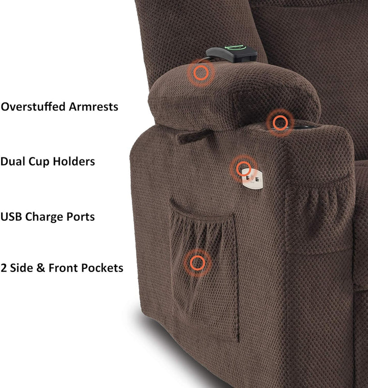 Fabric Electric Recliner Chair Heat Massage