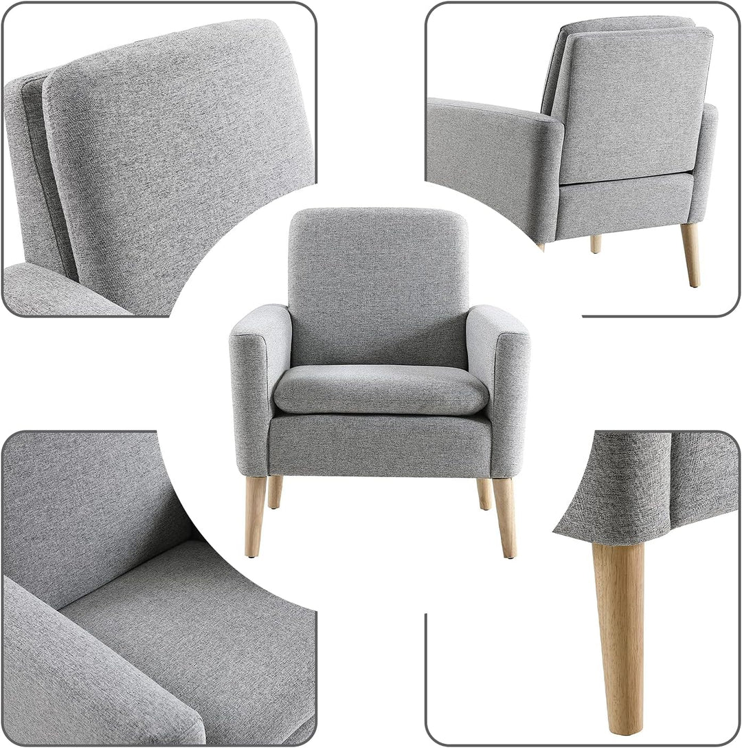 Accent Chair Set of 2 Fabric Upholstered Grey