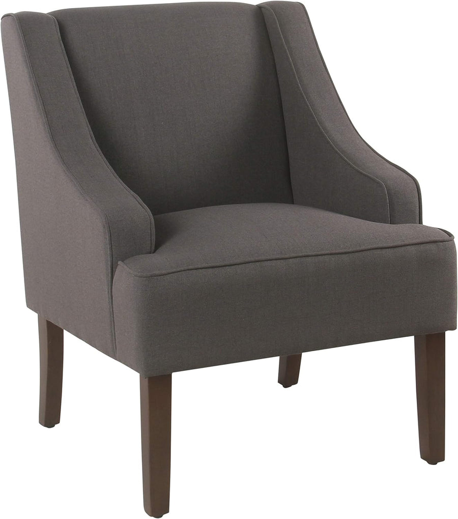 Velvet Swoop Arm Living-Room-Chairs, Dark Charcoal