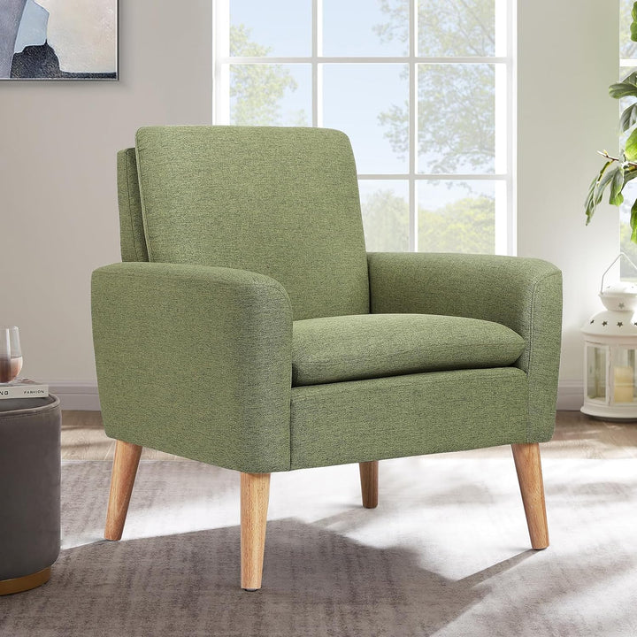 Mid-Century Modern Fabric Accent Chair Green