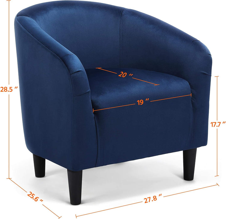 Velvet Accent Chair, Modern Club Chair Navy Blue