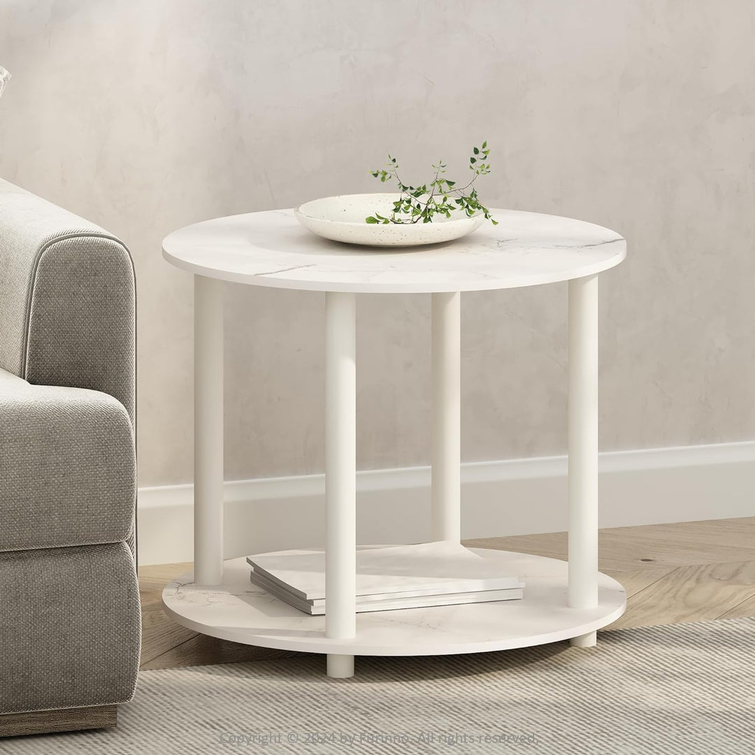 Furinno Turn-N-Tube End Tables, Marble White