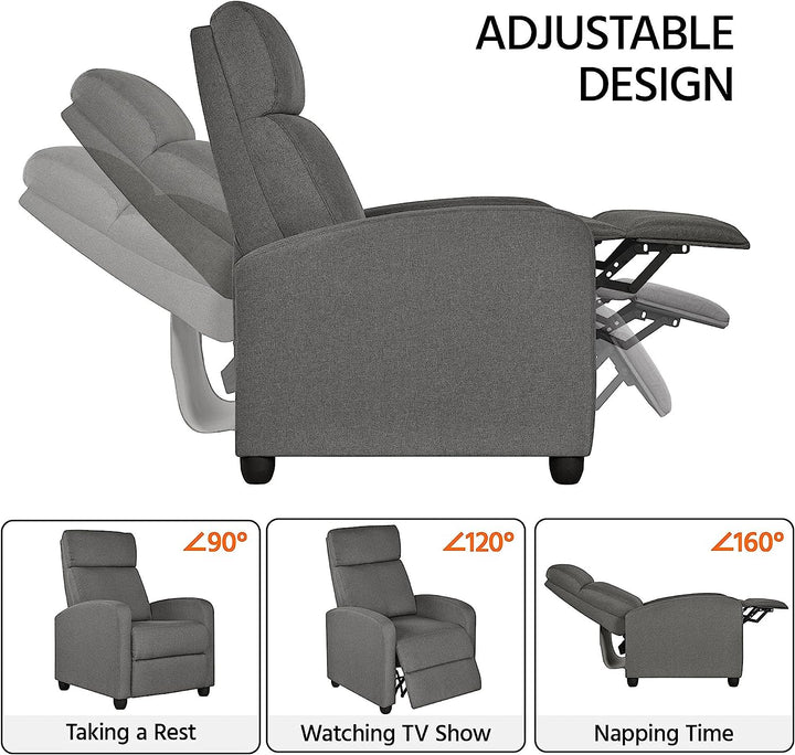 Fabric Recliner Chair Sofa Ergonomic Adjustable Matte Grey