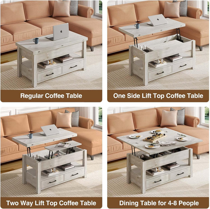 Rolanstar Multi-Function Convertible Coffee Table, Grey