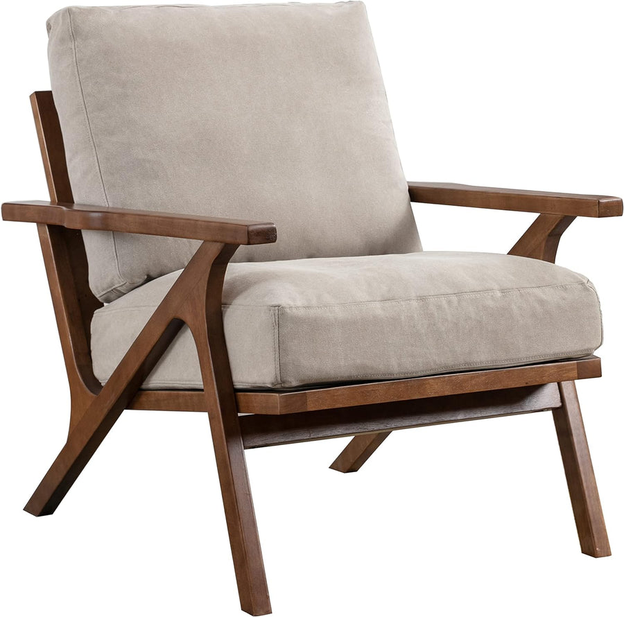 Mid Century Accent Armchair Denim- Beige