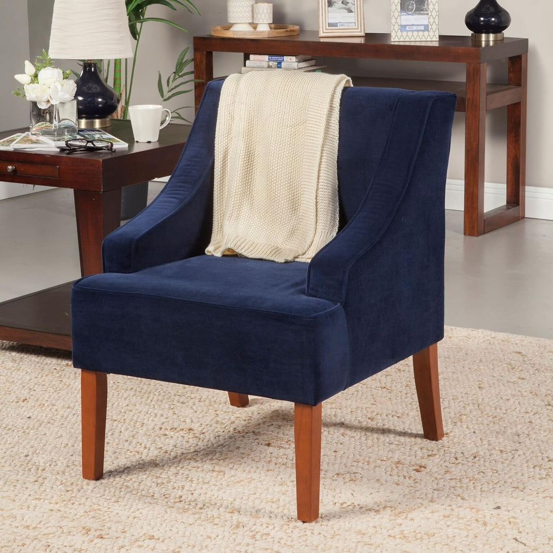 Swoop Arm Living-Room-Chairs, Velvet Navy