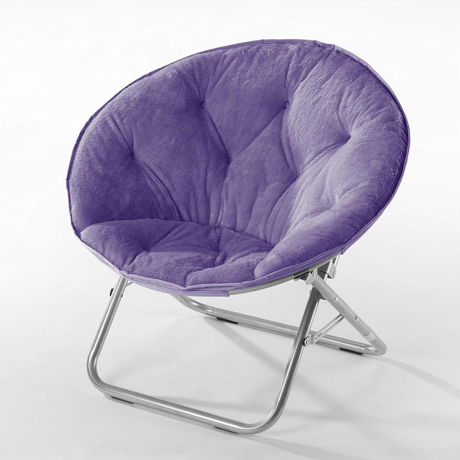 Oversized Rabbit Faux Fur Saucer Chair, Purple