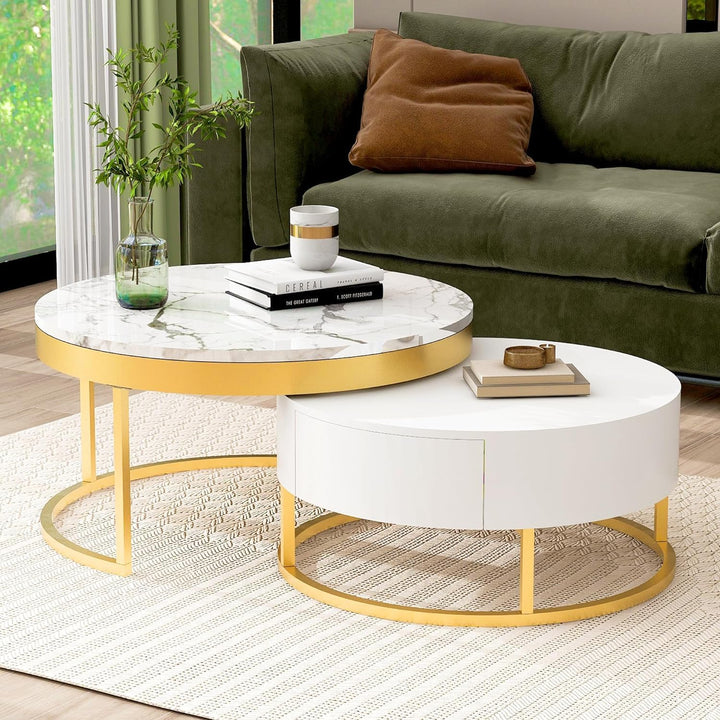 Nesting Coffee Table Set of 2, White