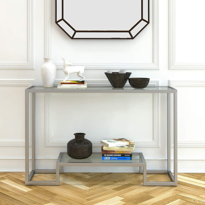 Rectangular Console Table, Entryway Accent Furniture, Satin Nickel