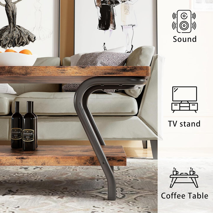 Coffee Table with Storage, Center Table for Living Room, Brown