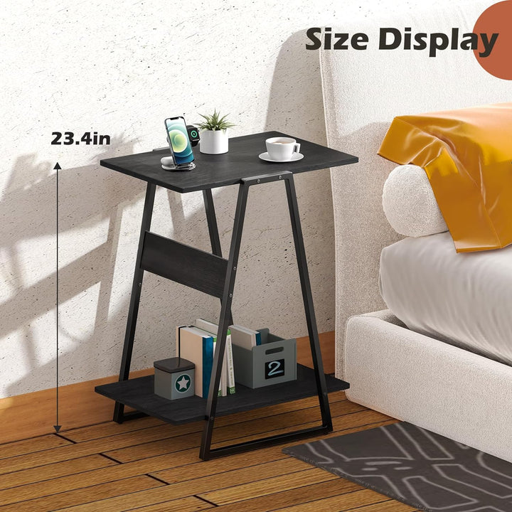 Small Table Set of 2-2 Tier Slim End Tables