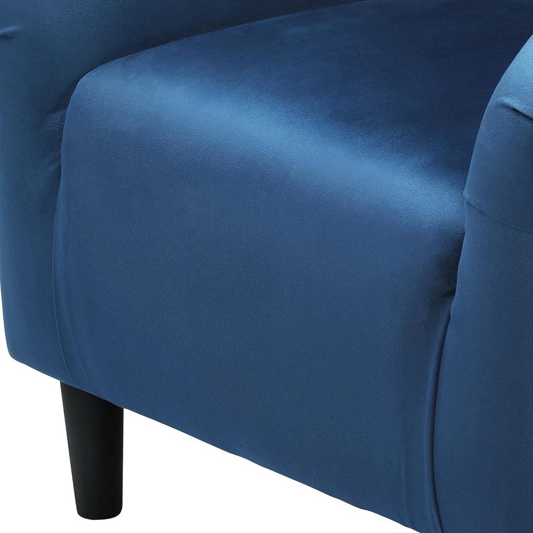 Velvet Accent Chair, Modern Club Chair Upholstered Armchair with Solid Legs Comfy Sofa Chair, Pagoda Blue