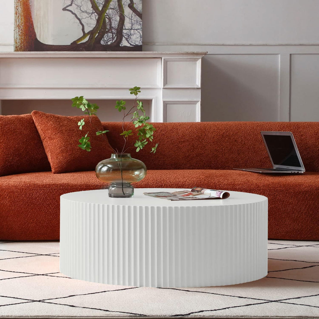 White Round Coffee Table for Living Room, Apartment, and Mall