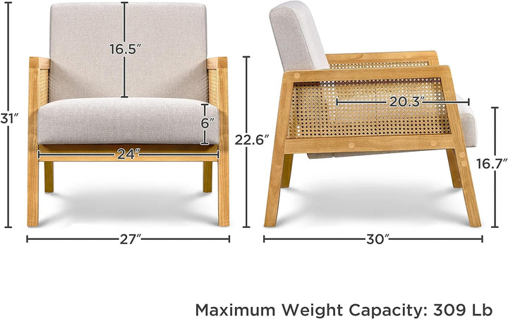 Accent Chair, Modern Armchair with Wood Legs