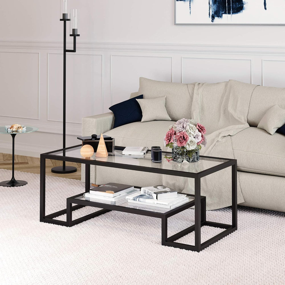 Henn&Hart Rectangular Coffee Table, Blackened Bronze, Modern