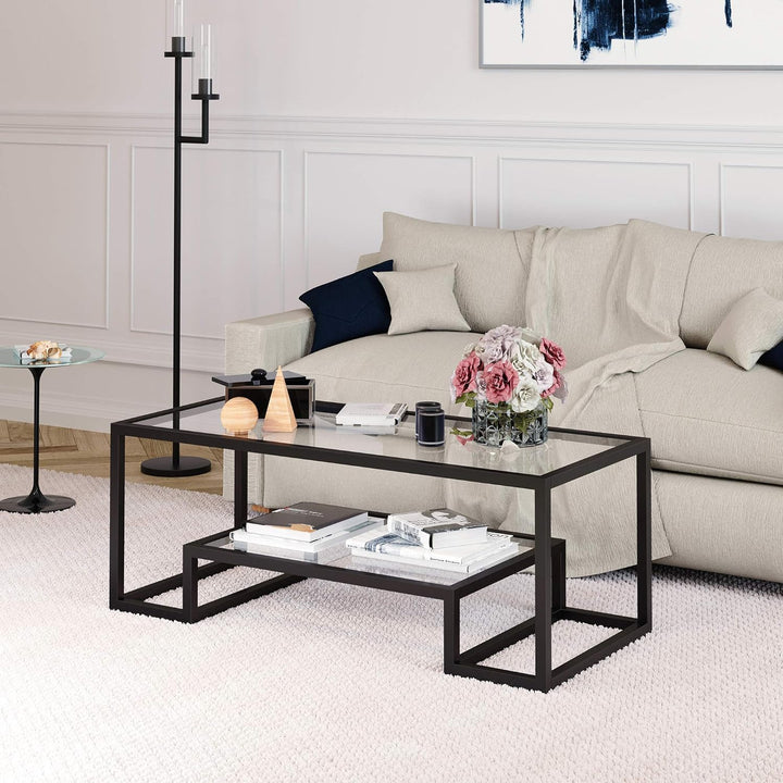 Henn&Hart Rectangular Coffee Table, Blackened Bronze, Modern