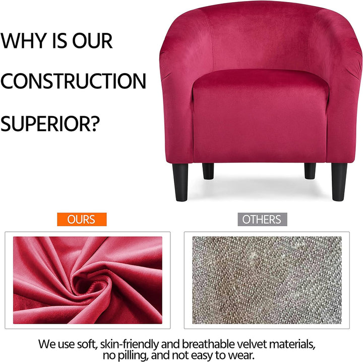 Velvet Accent Chair, Modern Club Chair Rose Red