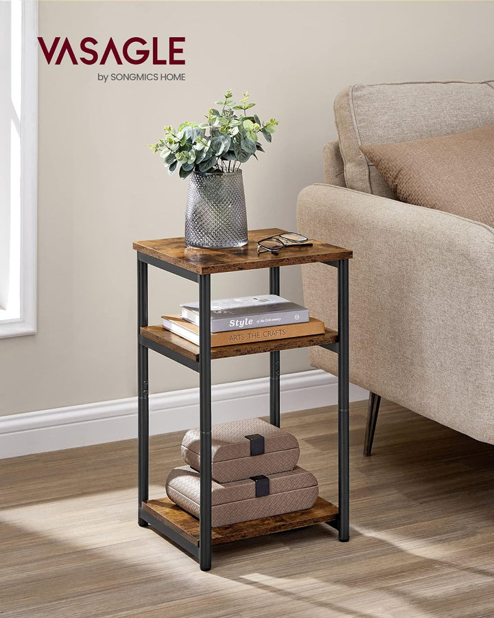 Side Table, Nightstand, Rustic Brown & Black