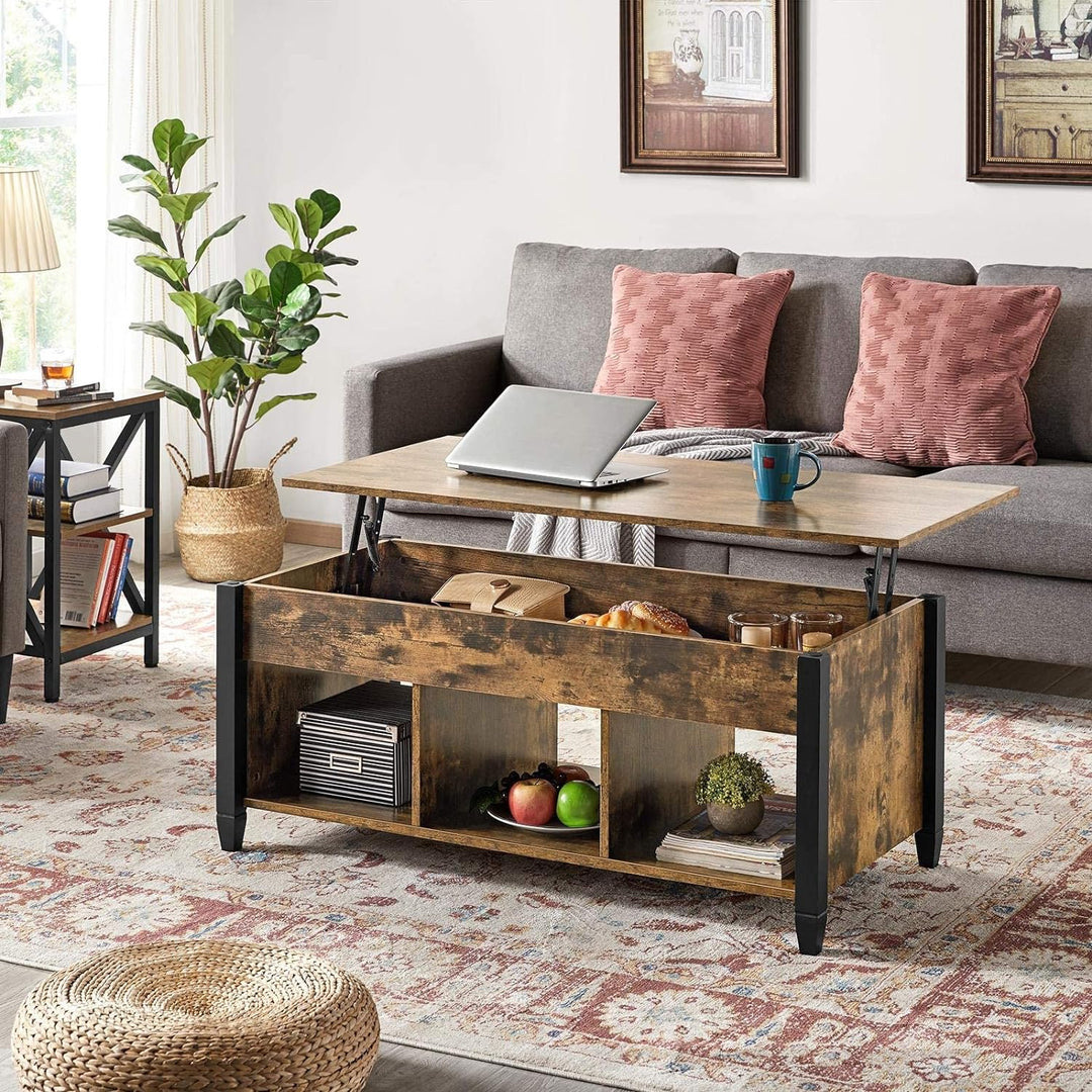 Rustic Lift Top Coffee Table with Hidden Storage, Brown