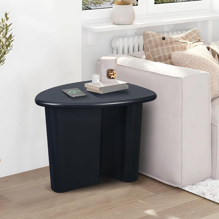 Stylish Mid-Century Tapered End Table, Black Wood Grain Top, A-tapered End Table-black