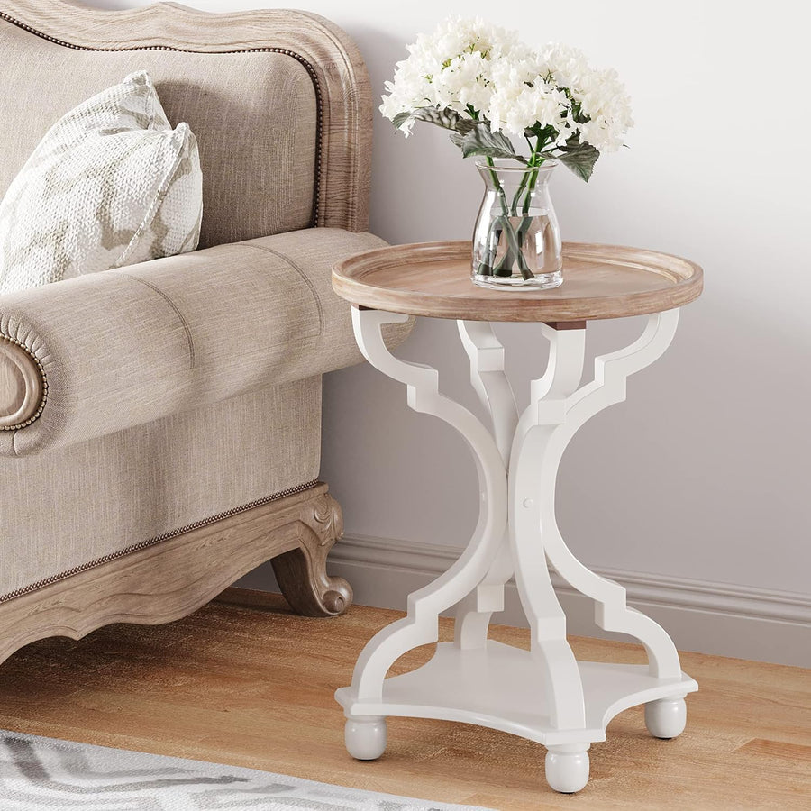 Rustic Farmhouse Round End Tables Vintage