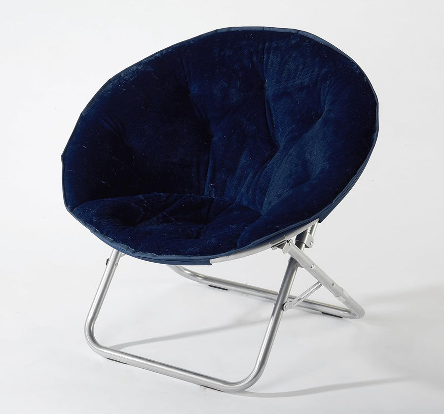 Super Soft Faux Fur Saucer Chair, Navy