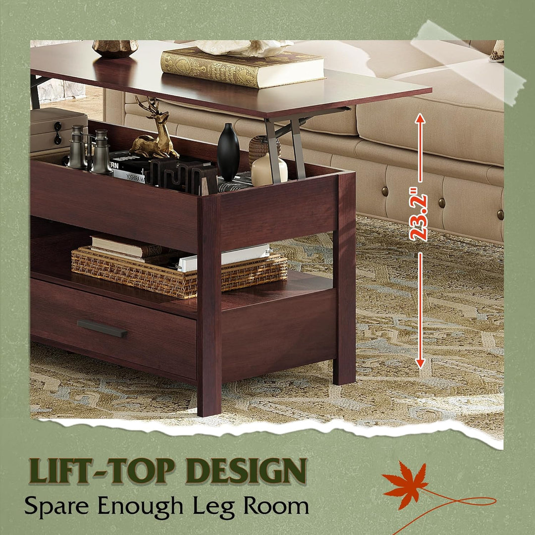 Lift Top Coffee Table with Hidden Storage, Espresso