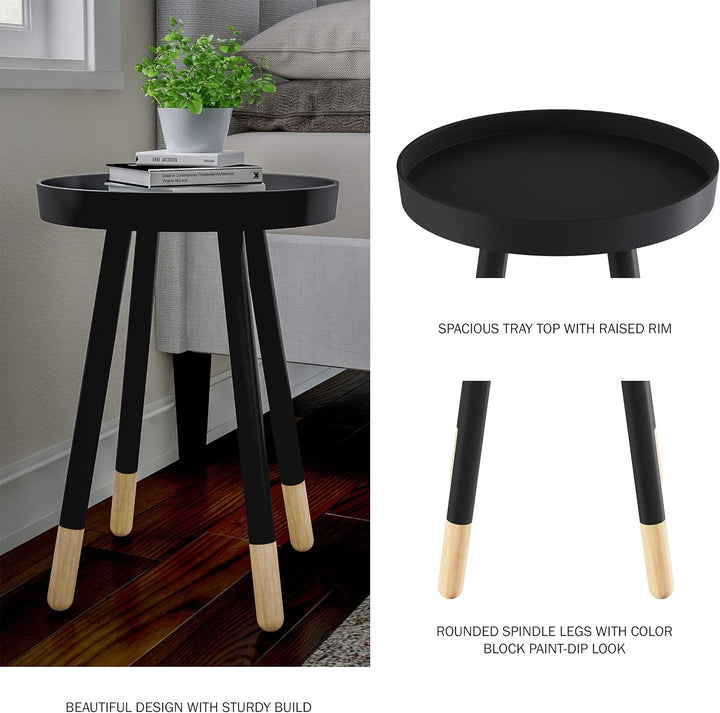 (Black) Round End Table Mid-Century Modern