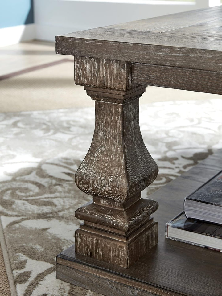 Farmhouse Coffee Table with Weathered Gray Finish, Gray