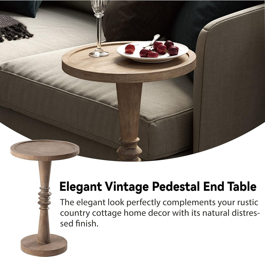 Pedestal Small Drinking Table, Farmhouse Tray Top