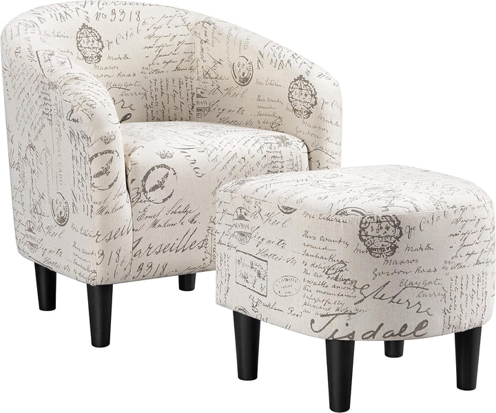 Modren Club Chair with Ottoman, Fabric Accent