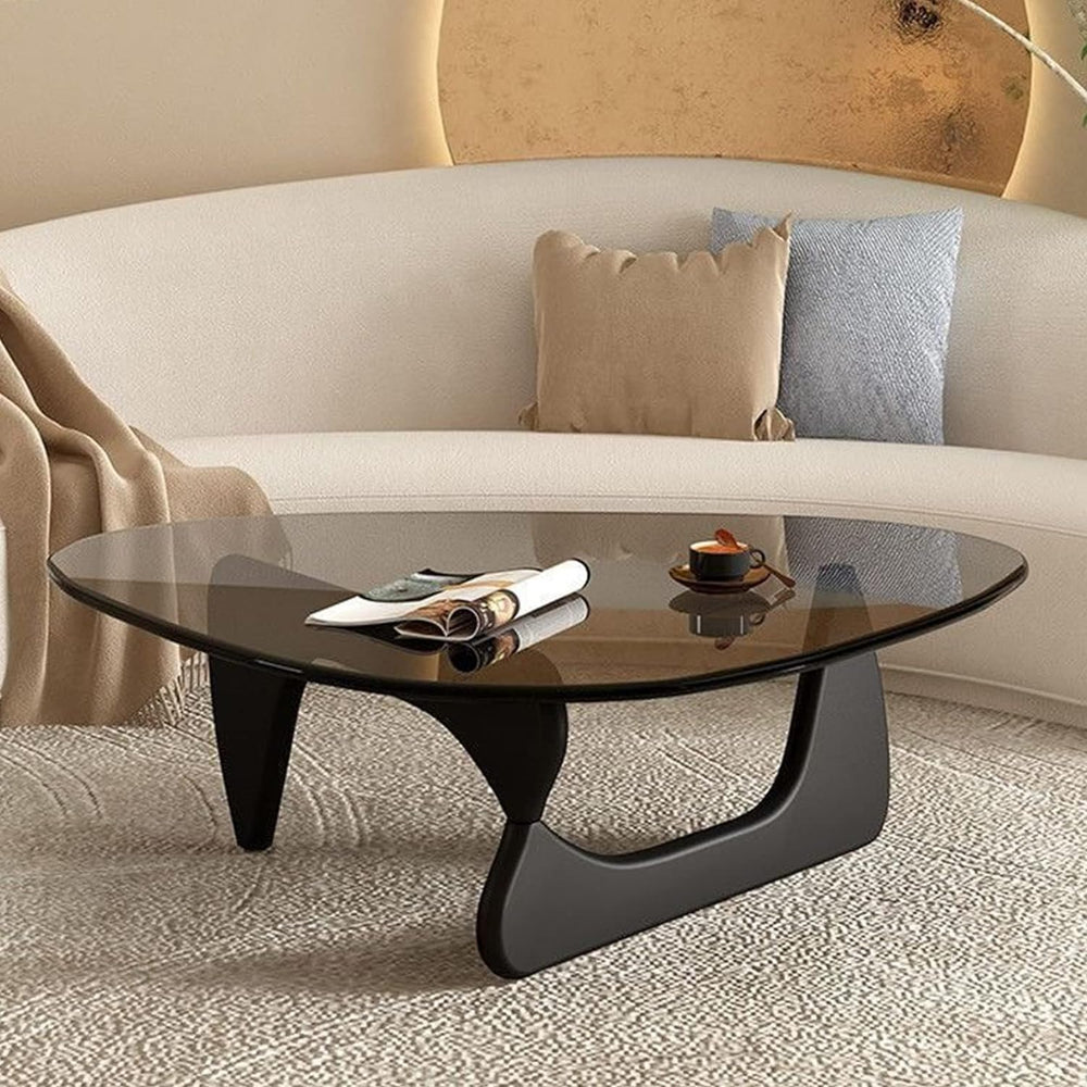 Coffee Table with Solid Wood Base, Minimalist Modern Design