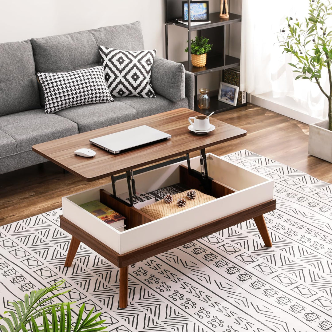 Lift Top Coffee Table with Hidden Storage, Modern Center Table, Walnut