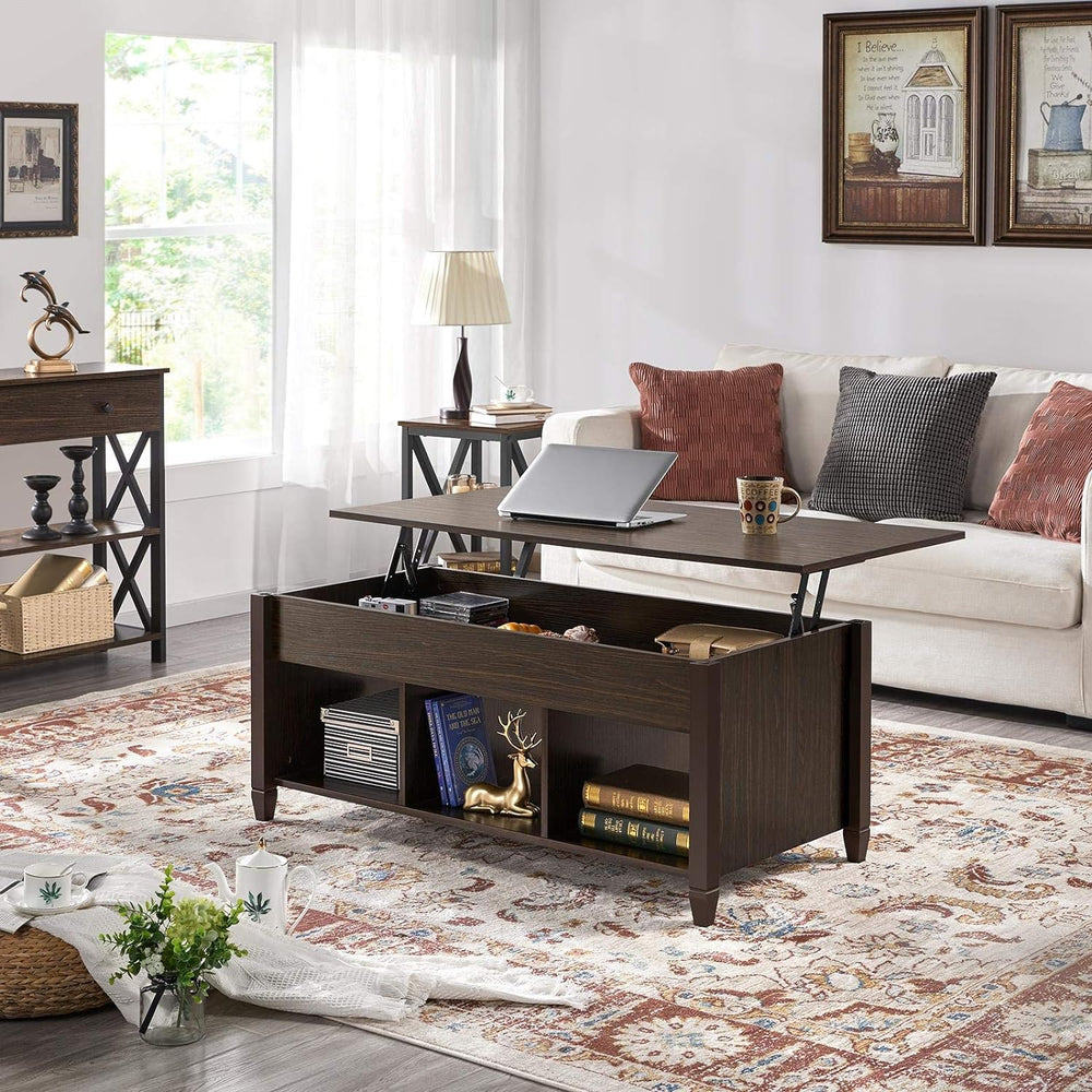 Lift-Top Coffee Table with Hidden Storage, Espresso