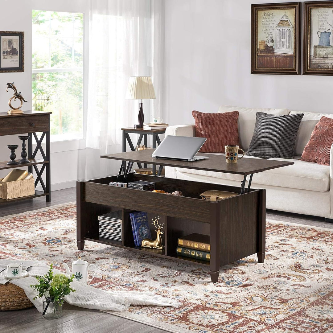 Lift-Top Coffee Table with Hidden Storage, Espresso