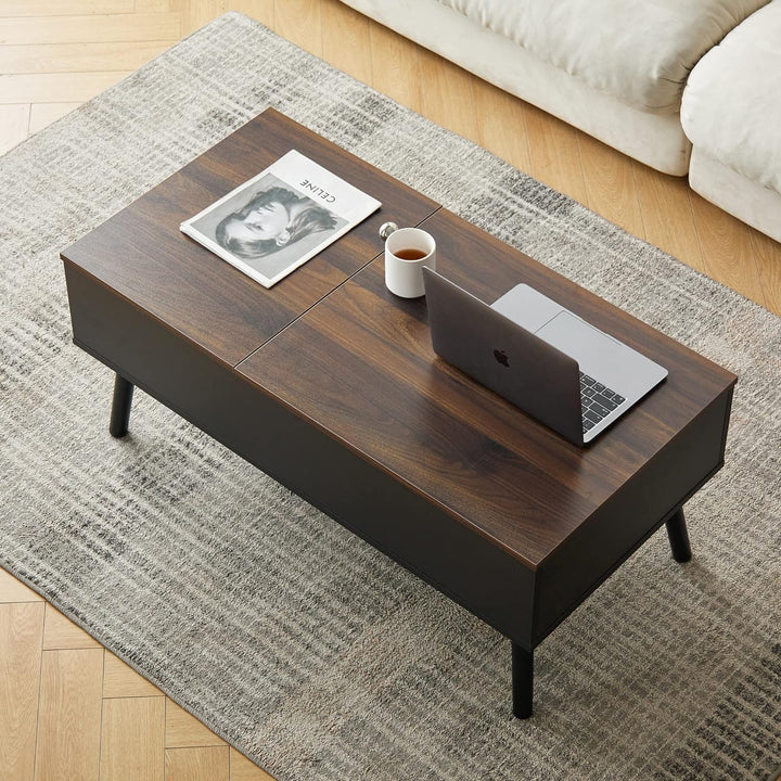 Stylish Coffee Table with Hidden Storage, Walnut