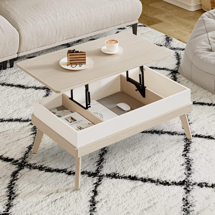 Lift Top Coffee Table with Hidden Storage, Charter Oak Finish