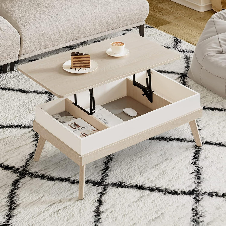 Lift Top Coffee Table with Hidden Storage, Charter Oak Finish