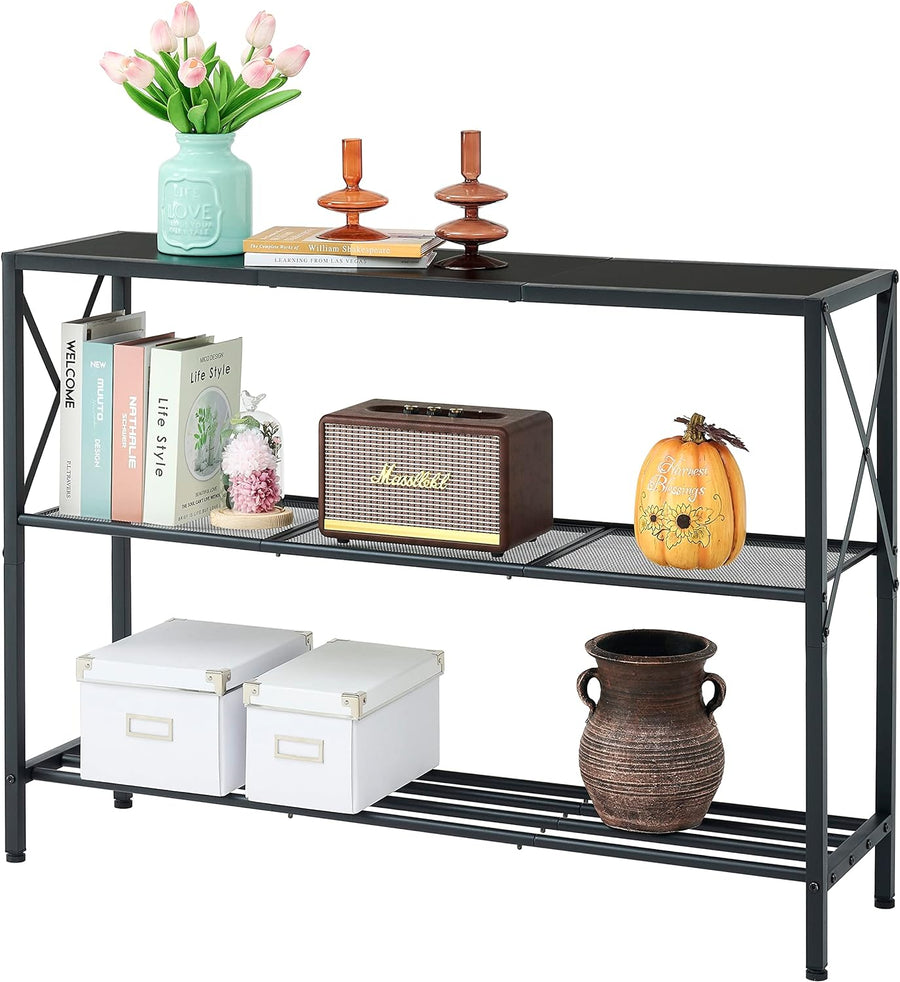 3 Tier Entryway Narrow Sofa Table, Black