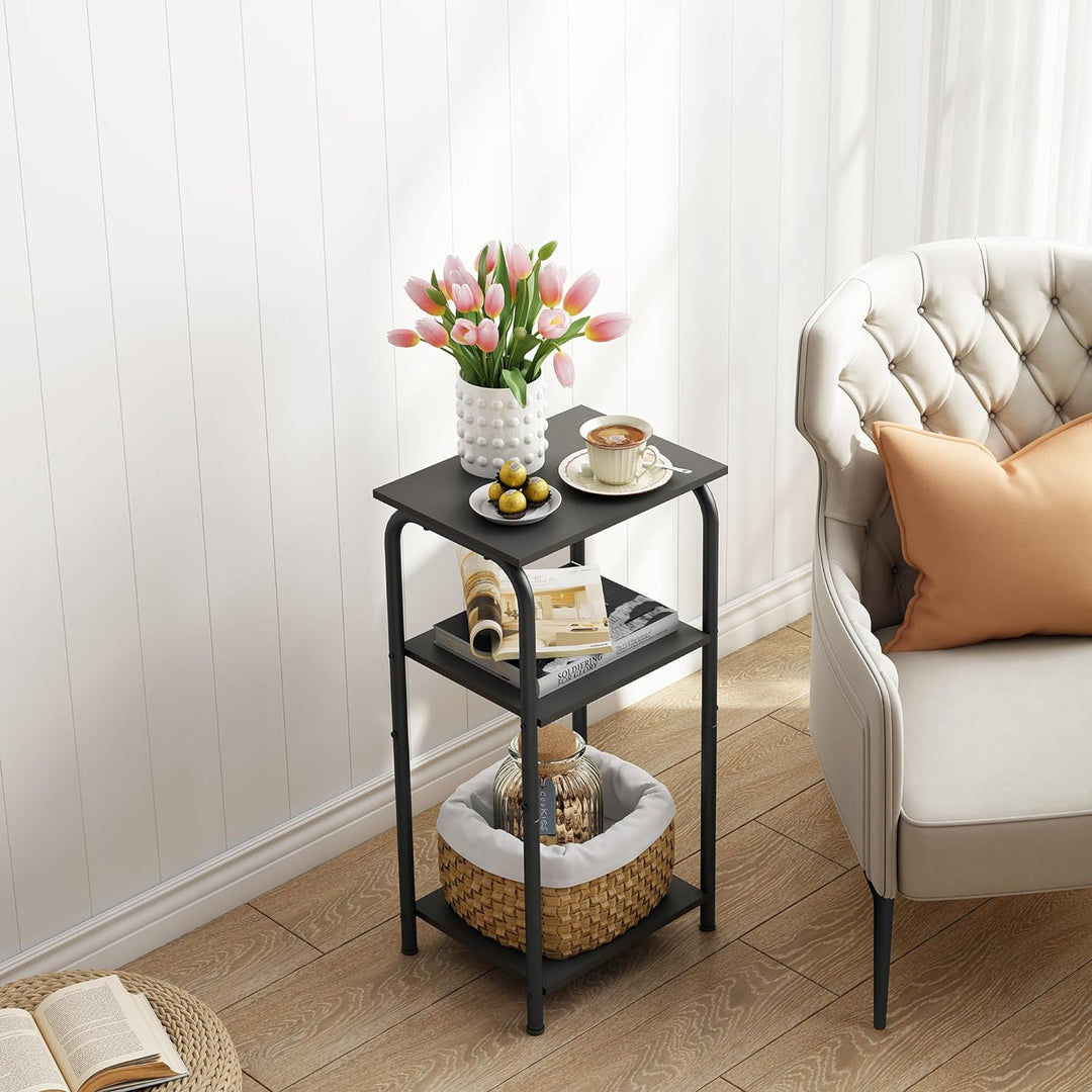 3 Tier Narrow Side Table with Storage Shelves